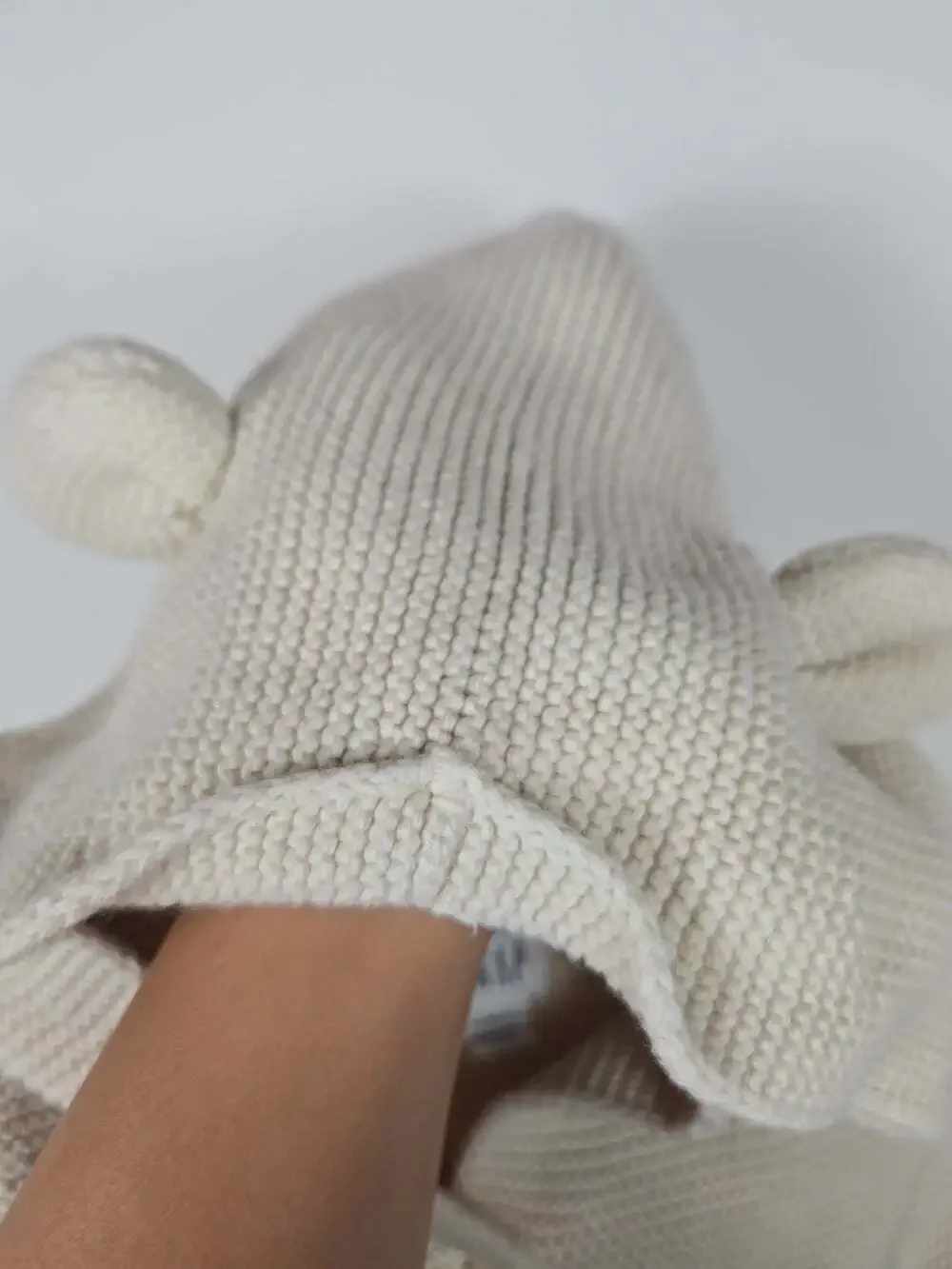 Baby Gap Cream Cotton Knit Hooded Cardigan 18-24M Bear Ears